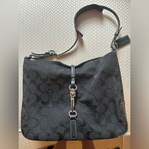 Coach hobo shoulder bag - black with Coach monogram